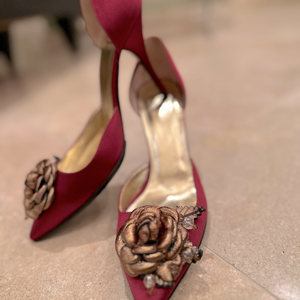 Mary Norton D’orsay satin pumps - Picture 4 of 8